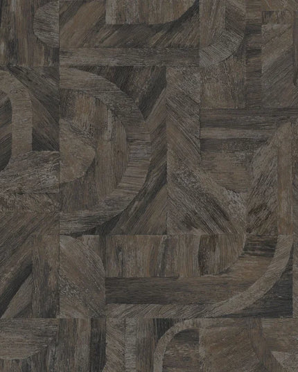 76870814 Casamance Nature Sur Mesure Intarsia - Dit behang is een subtiele combinatie van diepe zwarte en warme bruine tinten