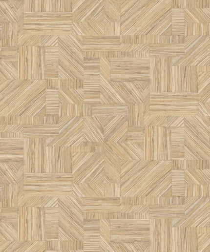 76891732 Casamance Nature Sur Mesure Imbrication - Dit behang is een subtiel samenspel van beige en lichte bruintinten met delicate lijnen in crème en zandkleurige nuances.