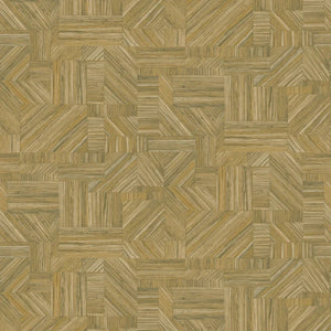76891936 Casamance Nature Sur Mesure Imbrication - Dit behang is uitgevoerd in warme oker- en groentinten