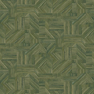 76892140 Casamance Nature Sur Mesure Imbrication - Dit behang is een combinatie van verschillende tinten groen en olijfgroen met subtiele accenten van beige en grijs