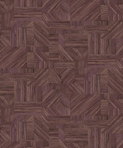 76892242 Casamance Nature Sur Mesure Imbrication - Dit behang is een warme combinatie van diepe roodbruine en paarse tinten