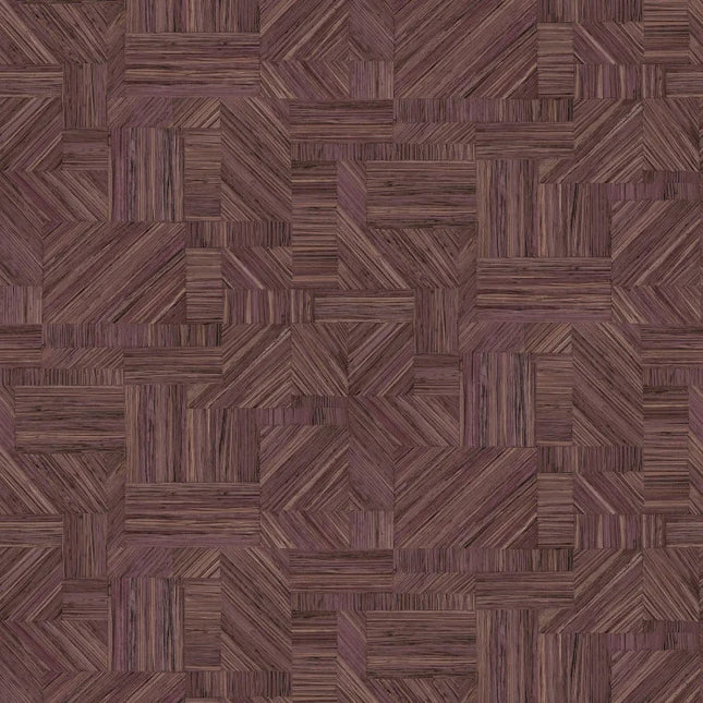 76892242 Casamance Nature Sur Mesure Imbrication - Dit behang is een warme combinatie van diepe roodbruine en paarse tinten