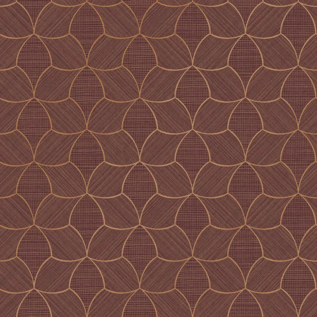 76943976 Casamance Tressora Tressana - Dit behang is een warme mix van dieprood en bruin