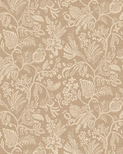 76960304 Casamance Broderies Pastel - Dit behang is een warme combinatie van beige en lichtbruin met een subtiel gebroken-witte botanische print.