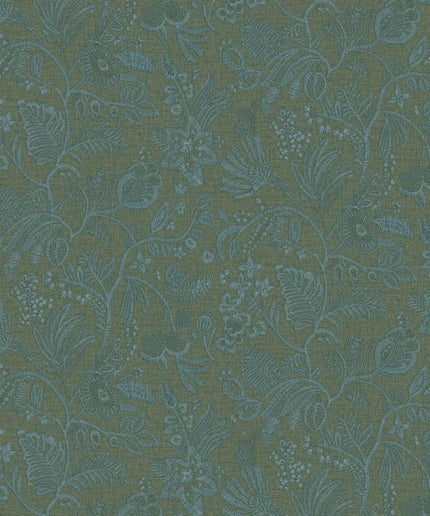 76961018 Casamance Broderies Pastel - Dit behang is een harmonieuze combinatie van mosgroen en blauwgroene tinten