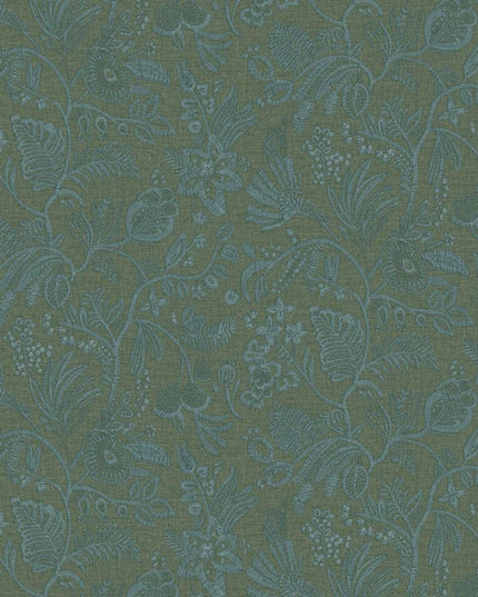 76961018 Casamance Broderies Pastel - Dit behang is een harmonieuze combinatie van mosgroen en blauwgroene tinten
