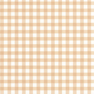 89261222 Casadeco Once Upon A Time 2 Vichy - Dit behang is uitgevoerd in een zacht beige-oranje geruit patroon op een witte achtergrond