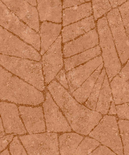 30334 Arte Koalin Fragment - Dit behang is uitgevoerd in warme terrakleurige tinten met subtiele accenten van rood en oranje.