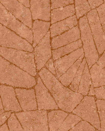 30334 Arte Koalin Fragment - Dit behang is uitgevoerd in warme terrakleurige tinten met subtiele accenten van rood en oranje.