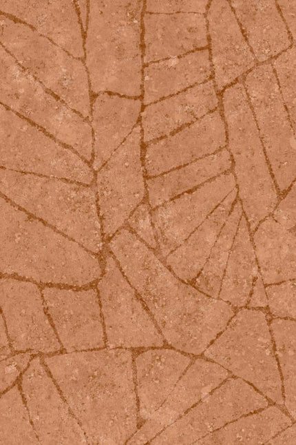 30334 Arte Koalin Fragment - Dit behang is uitgevoerd in warme terrakleurige tinten met subtiele accenten van rood en oranje.