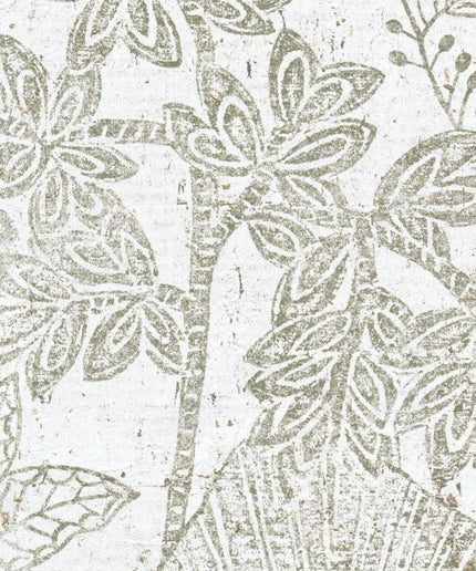 30350 Arte Koalin Hortus - Dit behang is een delicate combinatie van wit en zachte beige met een subtiel patroon van bladeren en bloemen.