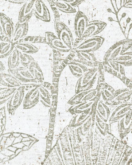 30350 Arte Koalin Hortus - Dit behang is een delicate combinatie van wit en zachte beige met een subtiel patroon van bladeren en bloemen.