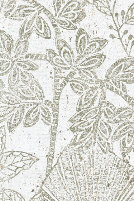 30350 Arte Koalin Hortus - Dit behang is een delicate combinatie van wit en zachte beige met een subtiel patroon van bladeren en bloemen.