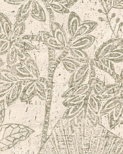 30351 Arte Koalin Hortus - Dit behang is een subtiele mix van taupe en beige met zachte groene accenten