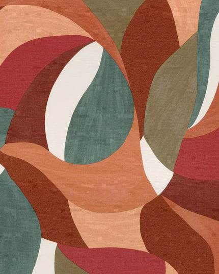 86200304 Casamance Terra Rossa Mandolra - Dit behang is een dynamische mix van warme oranje en rode tinten