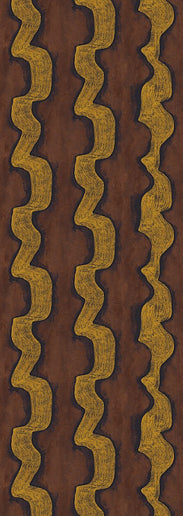 DGTRA302-300 Masureel Traces Shodo - Dit behang is een warme combinatie van diepbruin en mosterdgeel