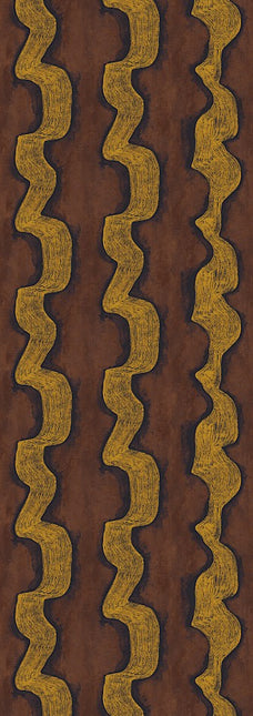 DGTRA302-300 Masureel Traces Shodo - Dit behang is een warme combinatie van diepbruin en mosterdgeel