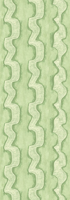 DGTRA304-300 Masureel Traces Shodo - Dit behang is een harmonieus samenspel van zachte groentinten en lichtbeige golvende lijnen die een rustige en natuurlijke sfeer creëren.