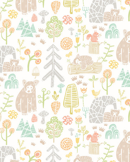 WGU50149W Dutch Wallcoverings When i grow up Honeywood Bears - Dit behang is subtiel gecombineerd met zachte tinten groen