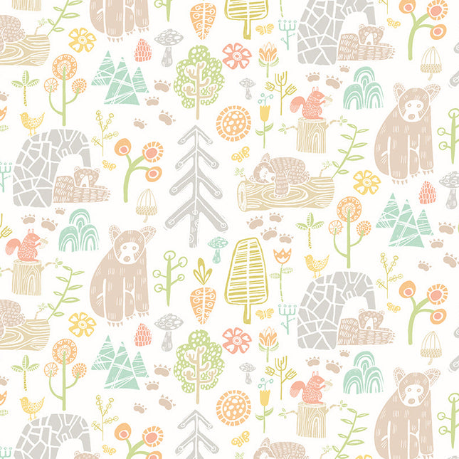 WGU50149W Dutch Wallcoverings When i grow up Honeywood Bears - Dit behang is subtiel gecombineerd met zachte tinten groen