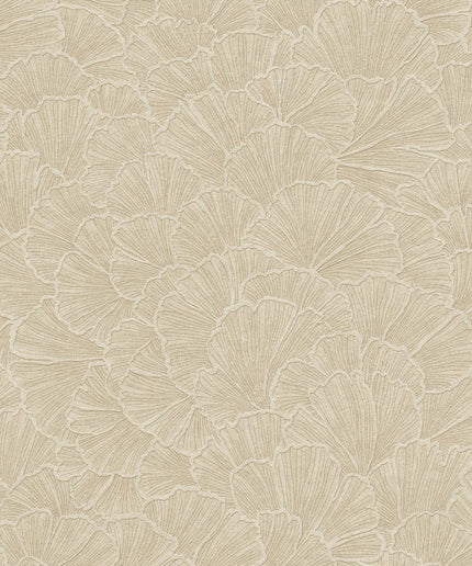350522 Eijffinger Riviera Maison Ginkgo - Dit behang is een zachte mix van beige en lichtbruine tinten met subtiele