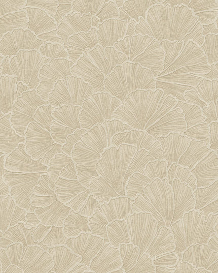 350522 Eijffinger Riviera Maison Ginkgo - Dit behang is een zachte mix van beige en lichtbruine tinten met subtiele