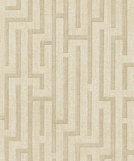350531 Eijffinger Riviera Maison Linen trellis - Dit behang is uitgevoerd in zachte beige en crèmewit tinten met subtiele lichtbruine lijnen die een modern