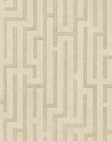 350531 Eijffinger Riviera Maison Linen trellis - Dit behang is uitgevoerd in zachte beige en crèmewit tinten met subtiele lichtbruine lijnen die een modern