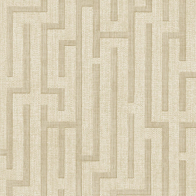 350531 Eijffinger Riviera Maison Linen trellis - Dit behang is uitgevoerd in zachte beige en crèmewit tinten met subtiele lichtbruine lijnen die een modern