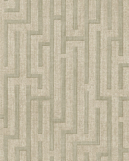 350532 Eijffinger Riviera Maison Linen trellis - Dit behang is een subtiele mix van beige en lichtbruin met een fijn gestructureerd patroon in grijsgroen.