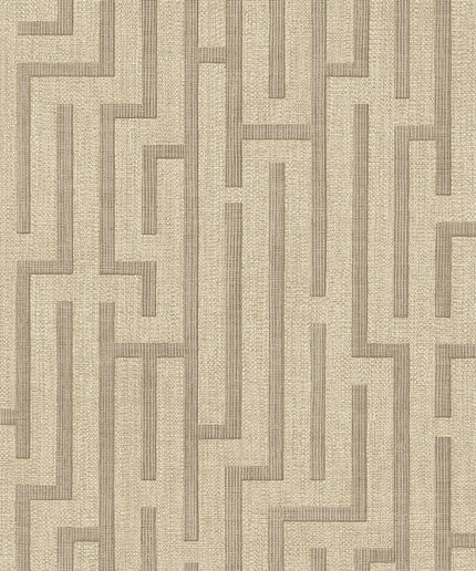 350533 Eijffinger Riviera Maison Linen trellis - Dit behang is uitgevoerd in warme beige en bruine tinten