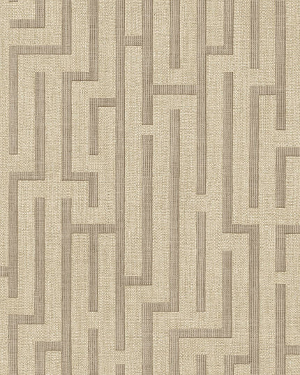 350533 Eijffinger Riviera Maison Linen trellis - Dit behang is uitgevoerd in warme beige en bruine tinten