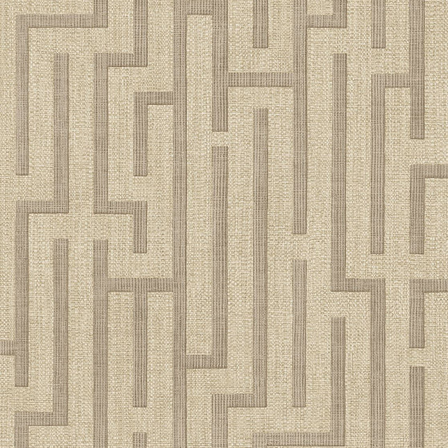 350533 Eijffinger Riviera Maison Linen trellis - Dit behang is uitgevoerd in warme beige en bruine tinten