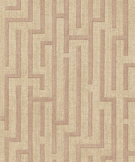 350534 Eijffinger Riviera Maison Linen trellis - Dit behang is opgebouwd uit zachte tinten beige en lichtbruin