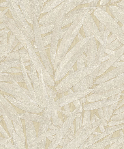 350541 Eijffinger Riviera Maison Structured Leaves - Dit behang is opgebouwd uit zachte beige en crèmekleuren met subtiele lichtbruine accenten die samen een rustige