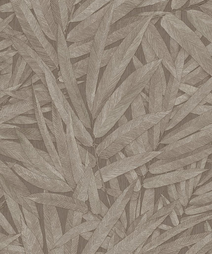 350543 Eijffinger Riviera Maison Structured Leaves - Dit behang is een harmonieuze mix van rijke bruintinten en zachte beige nuances