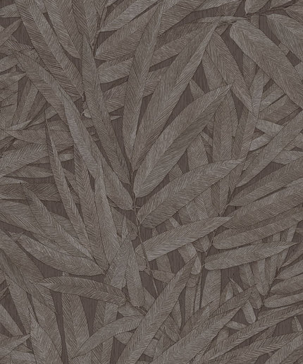 350544 Eijffinger Riviera Maison Structured Leaves - Dit behang is uitgevoerd in warme bruintinten met subtiele accenten van grijs en beige