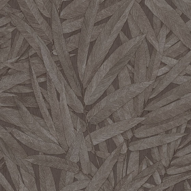 350544 Eijffinger Riviera Maison Structured Leaves - Dit behang is uitgevoerd in warme bruintinten met subtiele accenten van grijs en beige