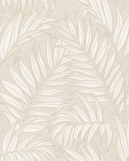 350550 Eijffinger Riviera Maison Stringed Leaves - Dit behang is subtiel en elegant met een combinatie van zachte beige tinten en warm wit