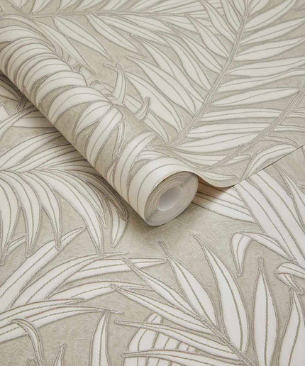 350555 Eijffinger Riviera Maison Stringed Leaves - Dit behang is subtiel en natuurlijk met zachte groene tinten