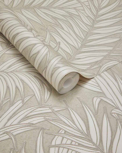350555 Eijffinger Riviera Maison Stringed Leaves - Dit behang is subtiel en natuurlijk met zachte groene tinten