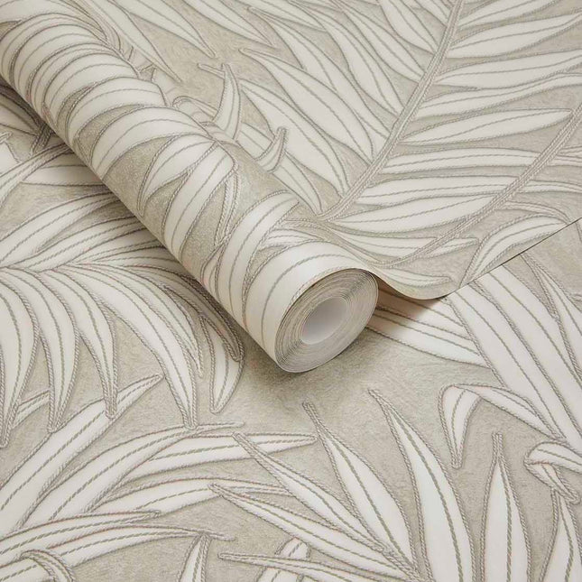 350555 Eijffinger Riviera Maison Stringed Leaves - Dit behang is subtiel en natuurlijk met zachte groene tinten