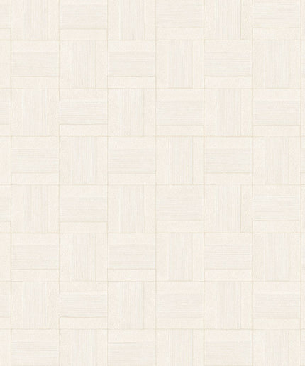 350560 Eijffinger Riviera Maison Squares - Dit behang is een subtiele combinatie van wit en zacht beige met een fijn geruit patroon