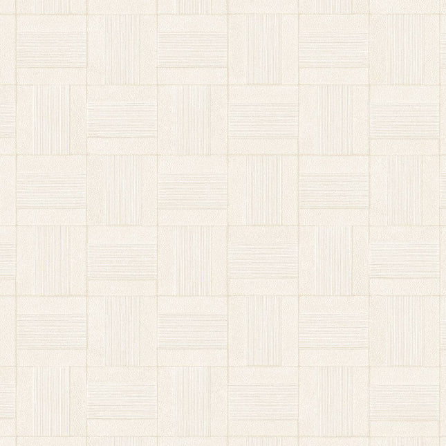 350560 Eijffinger Riviera Maison Squares - Dit behang is een subtiele combinatie van wit en zacht beige met een fijn geruit patroon