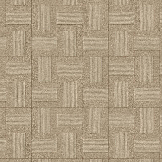 350562 Eijffinger Riviera Maison Squares - Dit behang is opgebouwd uit verschillende tinten bruin en beige