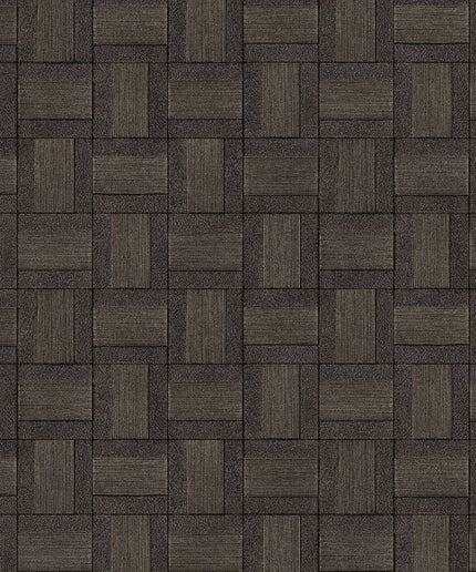 350566 Eijffinger Riviera Maison Squares - Dit behang is een combinatie van diep zwart en warme bruintinten