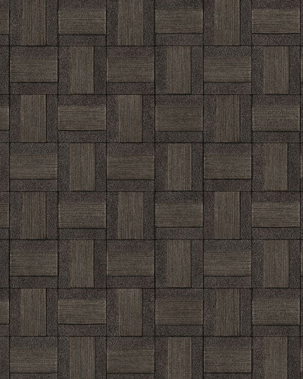 350566 Eijffinger Riviera Maison Squares - Dit behang is een combinatie van diep zwart en warme bruintinten
