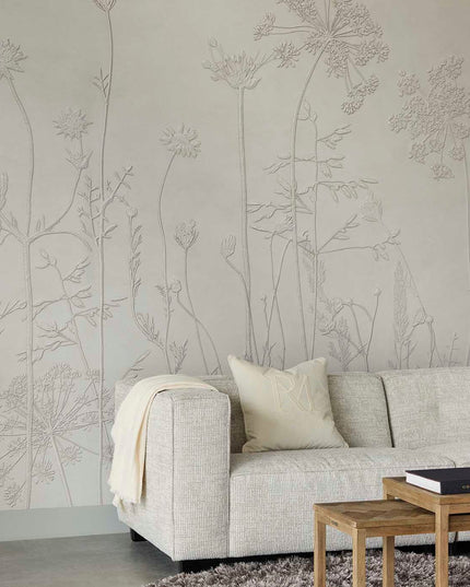 350700 Eijffinger Riviera Maison Silhouette Flowers Mural Ecru