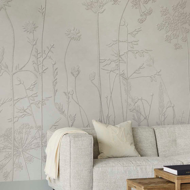 350700 Eijffinger Riviera Maison Silhouette Flowers Mural Ecru