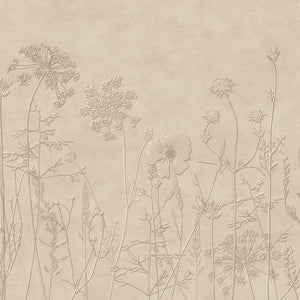 350701 Eijffinger Riviera Maison Silhouette Flowers Mural Beige - Dit behang is subtiel van kleurgebruik met warme beige- en zandtinten die samen een rustige